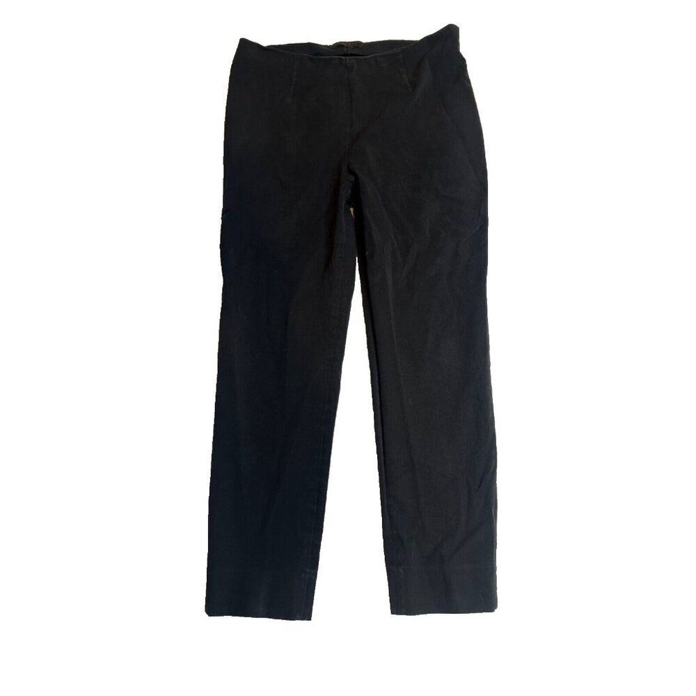 Peserico Pants Women's 46 Black Side Zip Cropped Cotton Stretch Trousers